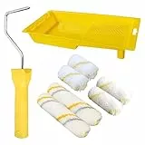 Set di 8 Rullo Per Dipingere Muri Riutilizzabili E Antigoccia con 6 x Rulli Per Verniciare Piccoli 1 x rullo vernice con manico 1 x Vassoi Per Vernice, per La Verniciatura di Mobili e Piccole Superfic