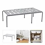 Roebii, organizer impilabile per mobile da cucina, allungabile, da cucina, da bagno, da scrivania, il design in acciaio perforato permette di scolare
