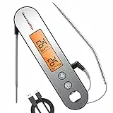 ThermoPro TP610 Termometro da Cucina a Lettura Istantanea con Due Sonde, Termometro per Alimenti, per Cuocere al Forno, Forno, Termometro Cucina Impermeabile con Allarme e Schermo Rotante Automatico