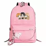 Zaino per Computer portatile portatile Harry-P Borsa da studente per ragazza Zaino rosa Carino ， con porta di ricarica USB Hogwarts stile-14