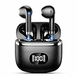 Cuffie Bluetooth, Auricolari Bluetooth 5.3 Stereo HiFi Immersivo con 4 HD Mic, Cuffie Wireless Cancellazione Rumore 40 Ore di Riproduzione, Display LED, Cuffie Senza Fili IPX7 Impermeabili, Nero