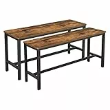 VASAGLE Set di 2 Panche da Tavolo, Panche da Interni, 108 x 32,5 x 50 cm, in Stile Industriale, Struttura Resistente in Metallo, per Cucina Sala da Pranzo Soggiorno, Marrone Vintage e Nero KTB33X
