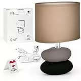 Lampada da Comodino stile di vita Urbano Lea (Tortora) Lampada da Tavolo Lampada da Tavolo in Ceramica con Paralume in Tessuto, LED Adatto, E14, Lampada da Comodino in Ceramica 230V, Lampada da Divano