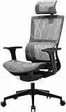 SIHOO Sedia da Ufficio Sedia Ergonomica Sedia da Scrivania per Computer con Schienale Alto, Sedia in Rete Girevole, Braccioli Regolabili 3D, Supporto Lombare Elastico Unico (Grigio)