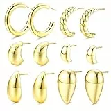 MILACOLATO 6 Paia Set Orecchini Cerchio Oro per Donna Orecchini Goccia Grossi Confezione Multipla Ipoallergenico, Orecchini Spessi Oro Rosa Argento Ipoallergenico Set di Gioielli