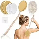URAQT Spalma Crema Schiena, Applicatore Crema Schiena Spazzola per Schiena, Applicatore di Lozione Spazzola con 4 Teste di Ricambio, Spazzola Doccia Schiena per Applicazione di Creme Pulire Pori(C)