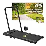 ArtGo GIOTTO 2in1 Tapis Roulant Elettrico, 11cm Spessore, 10 km/h, App KINOMAP, ZWIFT, BITGYM, Telecomando a Orologio, Bluetooth, 6 Programmi, Leggero, Salvaspazio, 1,5 HP (Picco 3 HP) NERO
