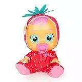 CRY BABIES Tutti Frutti Ella, fragola, Bambola Interattiva Profumata alla Fragola che Piange Lacrime Vere con Ciuccio, per Bambini e Bambine dai 2 Anni