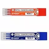 Osama Refill Compatibile con penne Frixion ball, 3 pezzi per colore, 2 colori, rosso e blu