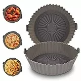 Vicloon 2PCS 6.5in Pentola in Silicone per Friggitrice ad Aria, Tappetini in Silicone per Friggitrice ad Aria Riutilizzabili, Resistenza alle alte Temperature, per Friggitrice ad Aria, Forno, Grigio