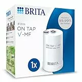 BRITA filtro di ricambio ON TAP V-MF, 1 filtro (600L) - per acqua priva di batteri al 99,99% & gusto migliore, riduce le microparticelle, metalli & sostanze che compromettono il gusto, Sicurezza