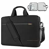Inateck TSA 180° 15.6 pollici custodia per laptop compatibile con 15-15.6 pollici laptop/Chromebook/Notebook, borsa a tracolla con cinghia per trolley resistente agli spruzzi d'acqua, Nero