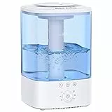 Umidificatore Ambiente, Top-Fill, 3.5L/12-30H di Durata Nebbia fresca Ultra Silenzioso 7 colori luce LED Ugello a 360°controllo touch midificatore ultrasuoni