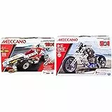 MECCANO, Multimodello da 10, Kit di Costruzioni, Veicoli da Gara, 225 Pezzi - dagli 8 Anni & Set 5 Modelli Motocicletta, Pezzi in Metallo, 174, 6036044
