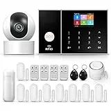 Sistema di sicurezza domestica, sistema di allarme wireless per telecamera di sorveglianza 1080p con sirena di allarme 120dB compatibile con Alexa Google