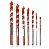 XPEX Set Punte de Trapano 7 Pezzi punte trapanopunte trapano muro, per Cemento, set punte trapano professionali,Applica a Muro Mattoni, Piastrelle, Legno, Metallo, Plastica