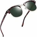 Joopin Occhiali da Sole Polarizzati Uomo Donna Mezza Montatura Vintage Rettangolari Occhiali da Sole Protezione UV400 (Leopardato/Verde)