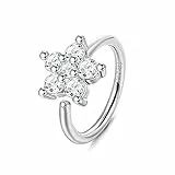 ORAZIO Anello da Naso in Argento 925 per Donna, Zircone Chiaro Stella Foglia Cartilagine dell'Orecchio Strisciante, Moda Naso Piercing Gioielli 18G