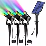T-SUN Luce Solare da Giardino, 3 Pezzi di Illuminazione da Giardino a LED Solare, Spot da Giardino Solare, Lampada Solare a LED Impermeabile IP65, Luce Solare da Esterno, Luce di Percorso (RGB)