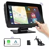 Hikity Wireless Apple Carplay Android Auto Autoradio 7 Pollici IPS Touchscreen Stereo Auto Bluetooth Con Schermo Supporta Telecomando, Mirror Link, Siri, Google, FM, BT, AUX, 64GB TF Card