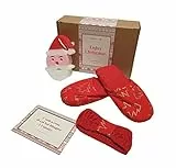 martini SPA - Enjoy Christmas - Kit Natale composto da ciabatte, fascia per capelli e spugna a forma di Babbo Natale con confezione regalo, 30x21.5x9cm, 350g, 6 unità -MADE IN ITALY-