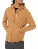 Amazon Essentials Felpa con Cappuccio Leggera in Spugna Francese con Cerniera Integrale Uomo, Tan, XL