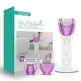 VOYOR Depilatore Donna, 3 in 1 Epilatore Elettrico Donna per Braccia Gambe, Rasoio Elettrico Donna, Epilatore Impermeabile & Ricaricabile, Coperto 30 Pinzette BM300 (Viola)