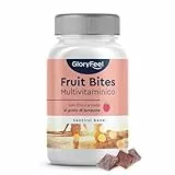 Caramelle Vitamine Fruit Bites, Multivitaminico Completo, Integratore, Vit A, B6, B12, D3, E, K1, Niacina, Biotina, Zinco e Iodio, 60 Pezzi Gusto Lampone
