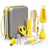 PewinGo Set per la Cura del Bambino & Kit Neonato - Forbicine per Unghie e Capelli,Spazzolini da denti,Tagliaunghie, 10 Pezzi -Giallo