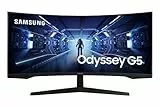 Samsung Monitor Gaming Odyssey G5 (C34G55), Curvo (1000R), 34', 3440x1440 (Ultra WQHD), 21:9, HDR10, VA, 165 Hz, 1 ms (MPRT), FreeSync Premium, HDMI, Display Port, Ingresso Audio, PBP, Flicker Free