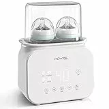 KYG Scaldabiberon Multifunzione Sterilizzatore Elettrico 6 in 1 con Grande 9' Display LCD Doppie Bottiglie Bianco