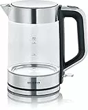 SEVERIN WK 3420 Bollitore per acqua 2200 W in vetro e acciaio inossidabile, Teiera elettrica con capacità massima di 1,7 litri, Bollitore acqua elettrico con filtro estraibile