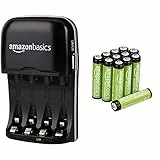 Amazon Basics - Pile Ricaricabili Mini Stilo AAA (12 pezzi) e Caricabatterie con porta USB
