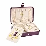 Voova Viola Portagioie Da Viaggio, 270g Portable Piccolo Cofanetto Portagioie per Donna Ragazza, Impermeabile Pelle Pu Porta Gioielli Per Anelli Orecchini Collane Bracciali