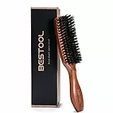 BESTOOL Spazzola per capelli, setole di cinghiale per uomo e donna, per districare e styling, spazzola con setole naturali per capelli sottili e fini, spazzola per barba (Rosso marrone)