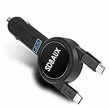 SDBAUX Caricabatteria da Auto,Quick Charge (3.1A/15W) con 70 cm Dual Cavo Retrattile Tipo C & Micro USB per Samsung Galaxy S20 S10 S9 Plus S6 S5 Note 20/10 LG V50 Google Pixel 2XL Nexus e 1 Porta USB