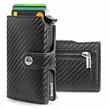 Bronzi® Portafoglio Uomo Slim Piccolo | Portacarte Uomo Donna Portatessere Porta Carte Di Credito | Portafogli Mini Protezione RFID con Portamonete | Box Regalo - Brand Italiano
