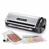 FoodSaver FFS017X macchina sottovuoto per alimenti secchi/umidi, portarotolo e taglierina integrati, aspirazione + sigillatura automatica, funzione marinatura, tubo per contenitori, con Accessori
