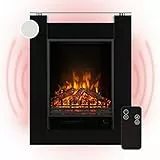 Klarstein Camino Elettrico, Caminetto Elettrico 1800 W, Camino Finto a Riscaldamento Elettrico a Basso Consumo, Fuoco Finto LED, Spazio per Legna, Termocamino con Telecomando, Termostato e Timer