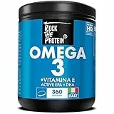 OMEGA 3 Olio di Pesce Super Concentrato Rock The Protein® 360 Capsule SoftGel 360mg EPA & 240mg DHA Per Dose, Integratore Omega 3 1000mg Fish Oil Ricco di Acidi Grassi Essenziali Con Vitamina E