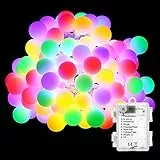BrizLabs Catena Luminosa Globo 5M 50 LED Luci Stringa Natalizie 8 Modalità di Illuminazione Impermeabile, Bulbo Lampade per Interne, Esterno, Casa, Festa, Matrimonio, Giardino, Multicolore