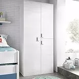 Dmora - Guardaroba Priora, Mobile appendiabiti per camera da letto, Armadio a 3 ante battenti, 90x53h202 cm, Bianco