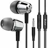 Blukar Auricolari, In-Ear Cuffie Auricolari Stereo in Metallo con Microfono - Alta Definizione, Bassi Potenti, Isolamento del Rumore, Suono Puro per Galaxy/Xiaomi/Sony/Huawei etc(Argento)
