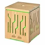 HOMCOM Diffusore di Aromi Oli Essenziali per Ambienti Fino a 15-18㎡, Vaporizzatore a 2 Modalità con 7 Luci Colorate, Bambù 200Ml