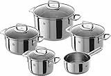ZWILLING Set di Pentole, 5 Pezzi, 4 Coperchi, Adatto per Induzione, Acciaio Inox, Quadro