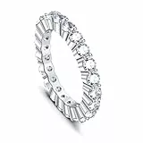 Diamday 14K Oro Placcato Fidanzamento Anelli Eternità Fascia Nuziale per Donne Tondo Zirconi Cubici Promessa Sposa Bande Anelli Premio Nuziale Anelli Gioielli per Anniversario Fidanzamento 3MM 14