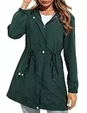 Irevial Giacca a Vento Donna Sportiva Antipioggia con Cappuccio Giacca Impermeabile Donna Lungo Elegante Leggera Idrorepellente Traspirante Cappotto Casual