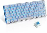 UrChoiceLtd AK33 LED retroilluminato anti-ghosting USB Wired Gaming tastiera meccanica blu/nero interruttori per ufficio, Dattilografi e giocare (Bianca/Interruttore blu)