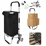 Carrello Spesa con 6 Ruote-Carrello Portaspesa Pieghevole Carrello Porta Spese Grande Capacita Carrello Portaspesa Per Salire Le Scale Con Borsa Impermeabile Rimovibile Nero