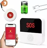 ChunHee Senior Emergency Tuya WiFi Smart Emergency Bell Alert System for Elderly Patients Disabled, Children 1 SOS Emergency Button 1 Receiver (only supports 2.4GHz Wi-Fi)